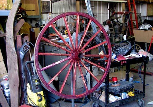 restored studebaker buggy wheel