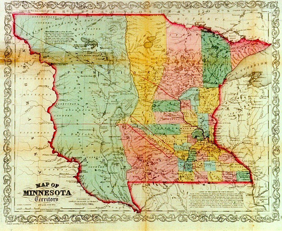 Map of territorial Minnesota