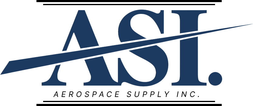 ASI Aerospace Supply Inc. logo in blue with a stylized diagonal line across the letters
