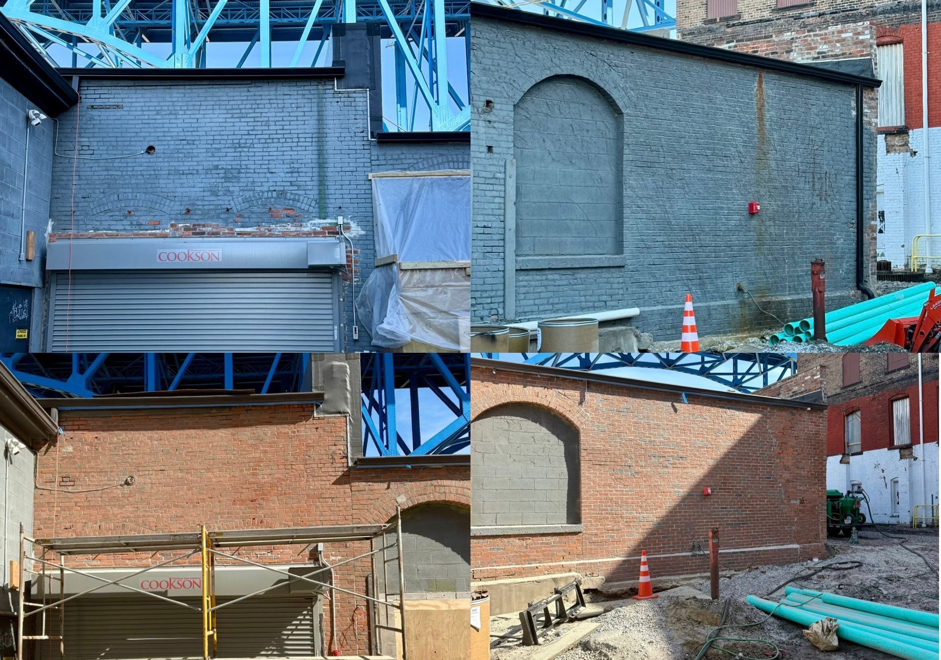 before and after brick paint removal with sandblasting