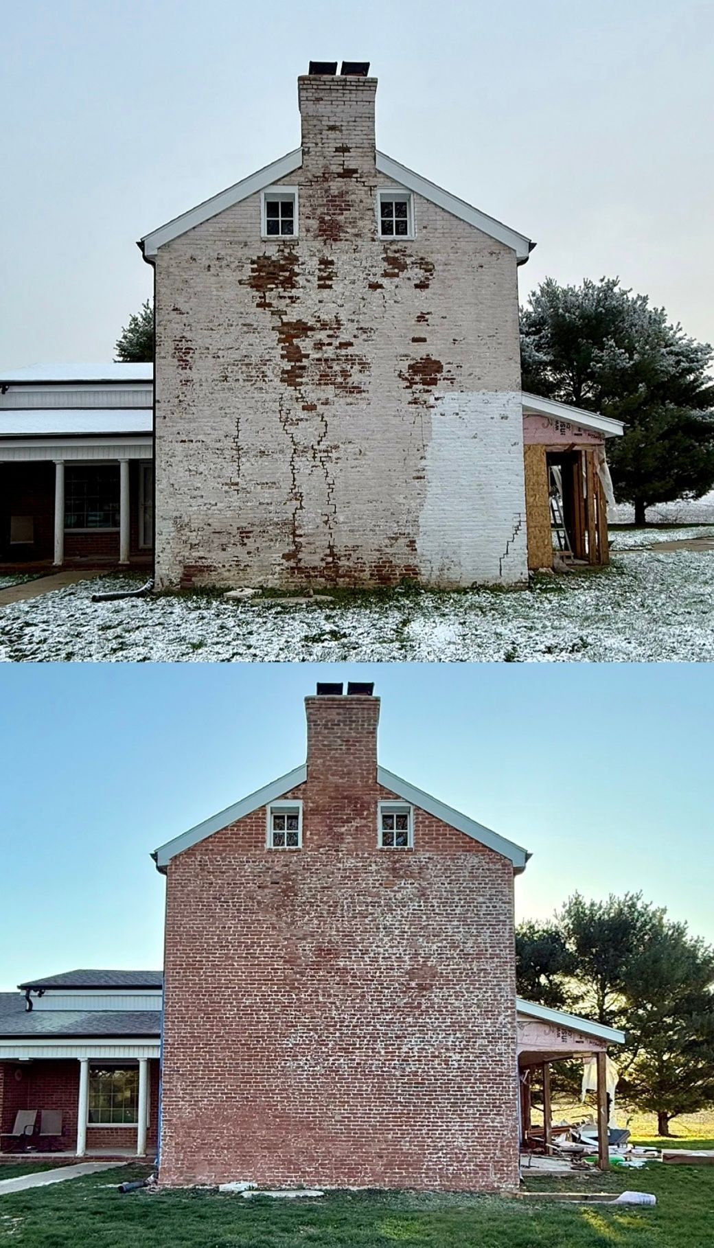 paint removal from exterior residential brick wall