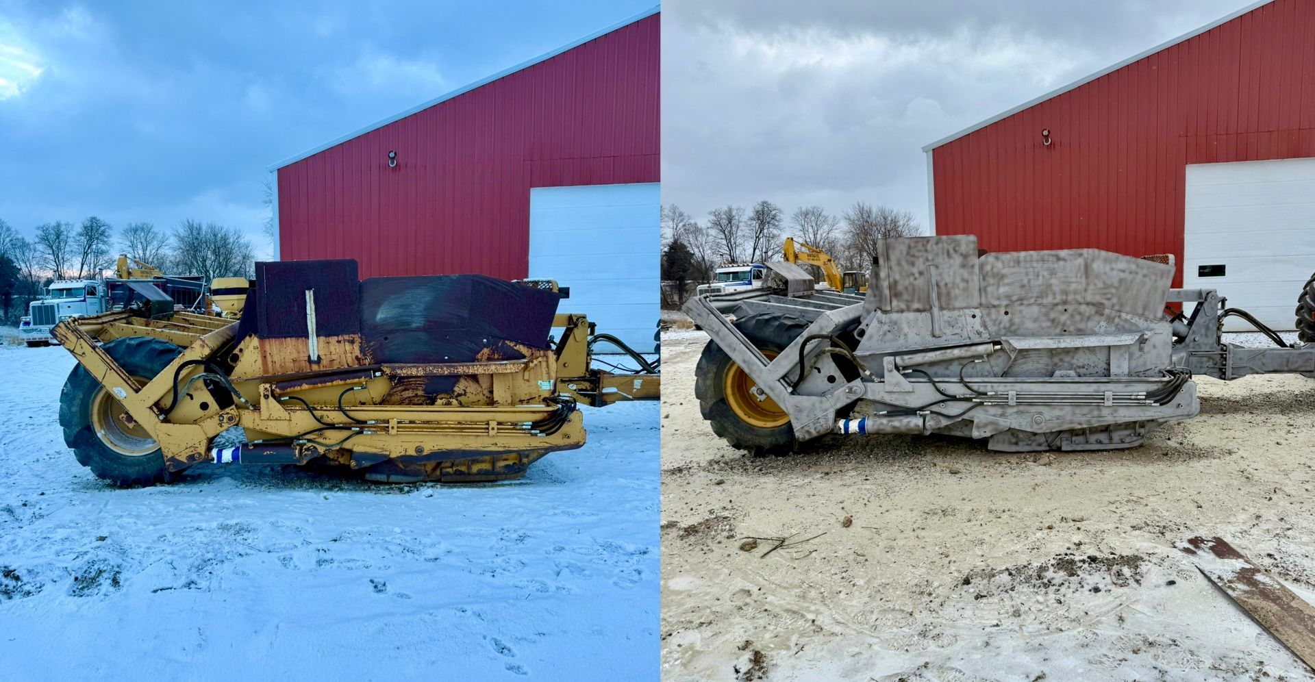 before and after sandblasting site scrapper