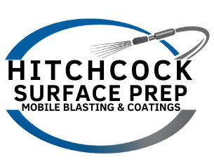 A black and white logo for hitchcock surface prep.
