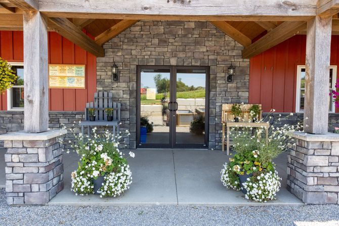 An angled view of the front of Countyline Greenhouse