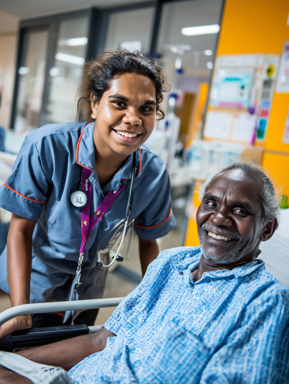 A nurse is standing next to a patient in a hospital bed.