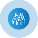 A group of people are standing next to each other in a blue circle.
