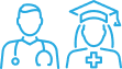 A doctor and a nurse are standing next to each other.