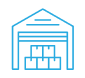 A blue line drawing of a warehouse with boxes in it.
