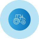 An icon of a tractor in a blue circle.