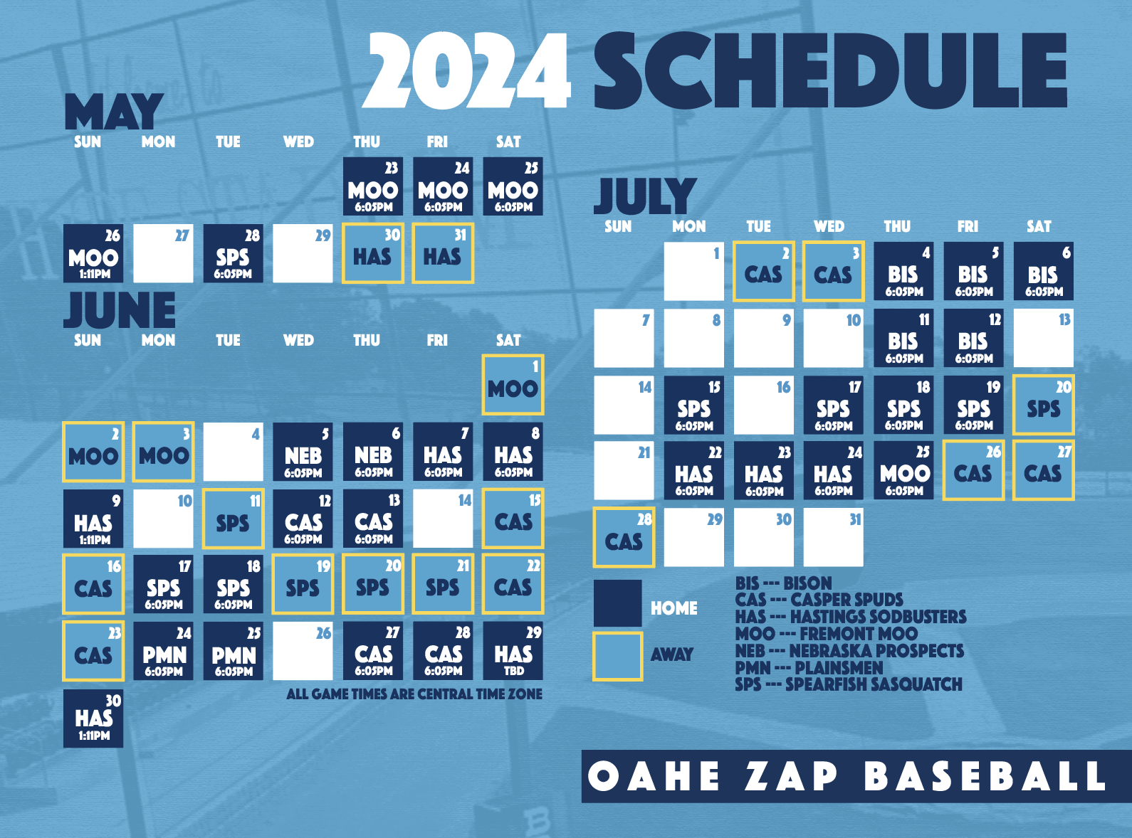 Baseball Schedule Pierre, SD Oahe Zap Baseball