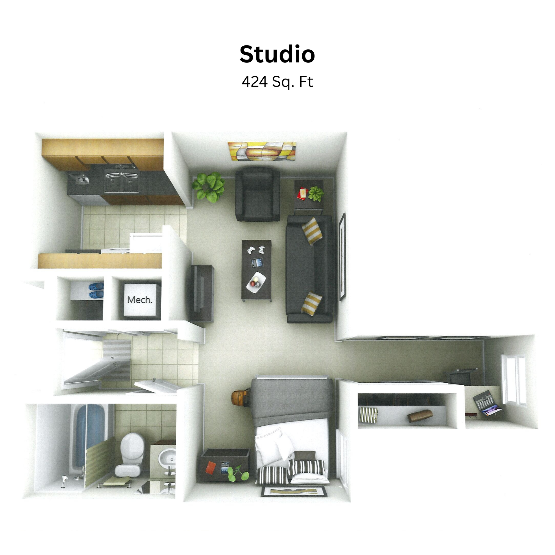Studio apartment floor plan layout