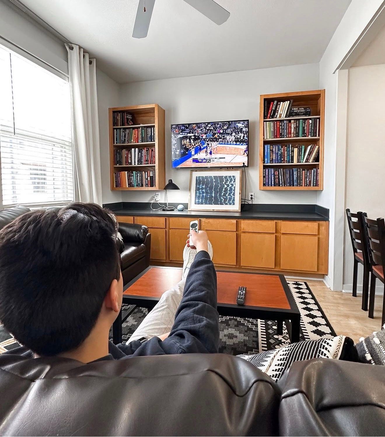Organized shelves inside furnished apartments near the university of Iowa