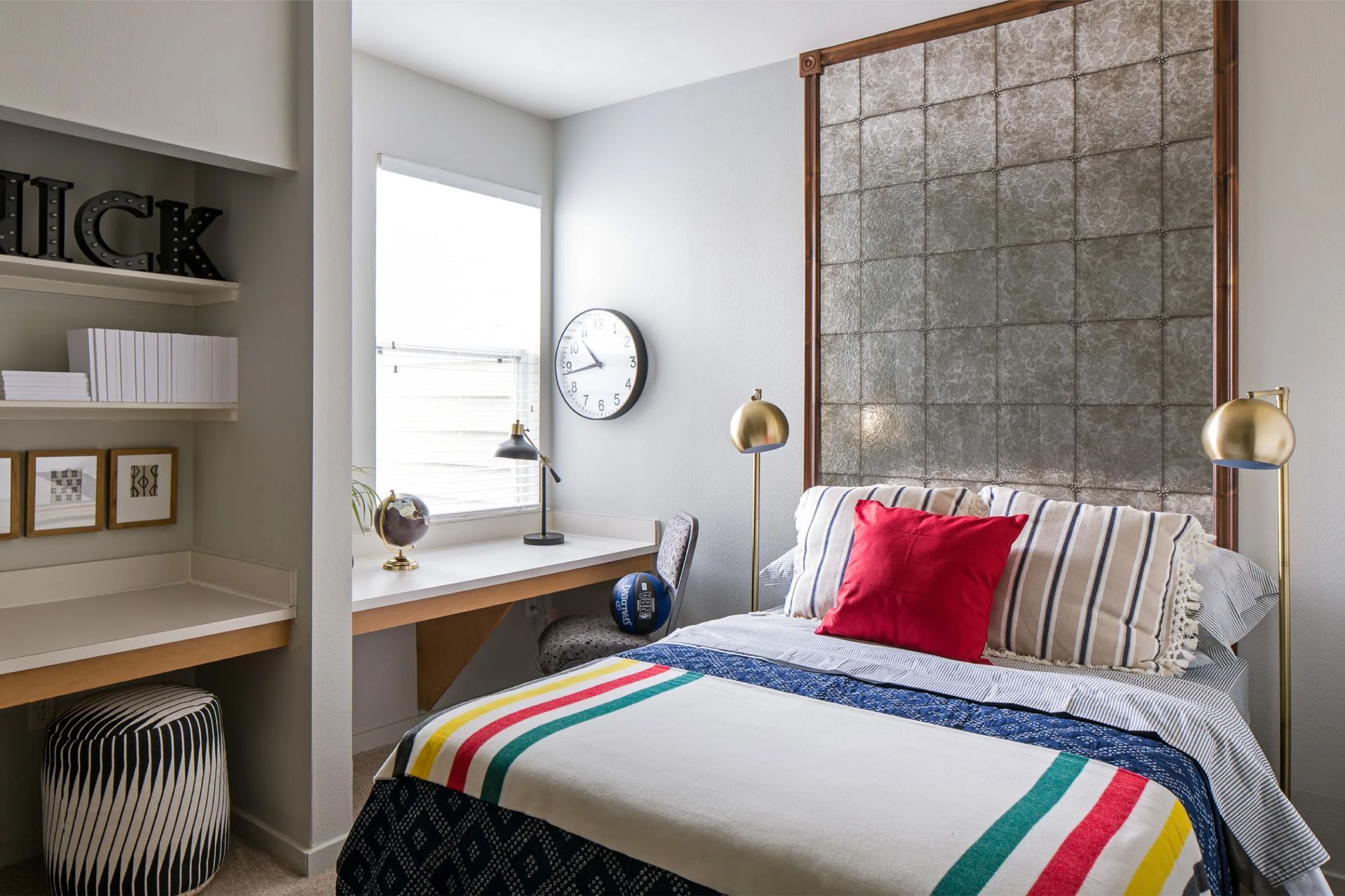 Bright bedroom setup in student housing near University of Iowa