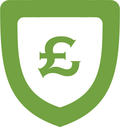 A green shield with a pound sign inside of it.