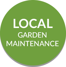 A green circle with the words `` local garden maintenance '' on it.