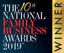 A logo for the 10th national family business awards