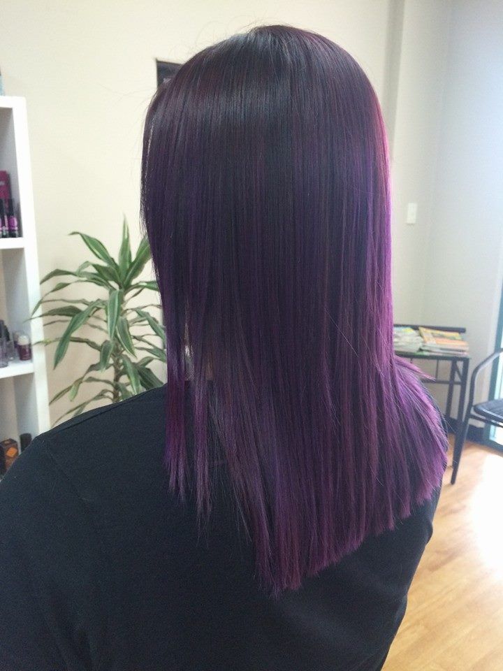 Person with Shoulder-Length, Dark Purple Hair — EDISON Hair Collective In Mackay, QLD