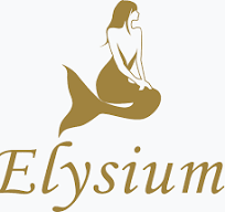 Gold mermaid logo above the word