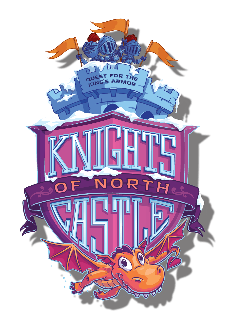 A logo for knights of north castle with a dragon on it