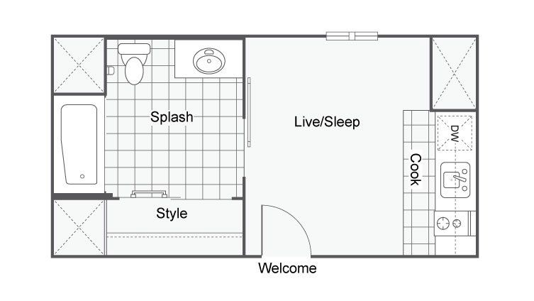 183 - 187 sq. ft. Floor Plan