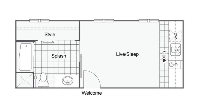 248 - 253 Sq. Ft. Floor Plan