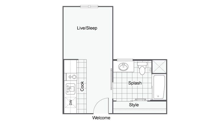 250 - 256 Sq. Ft. Floor Plan