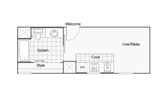 255 - 260 Sq. Ft. Floor Plan