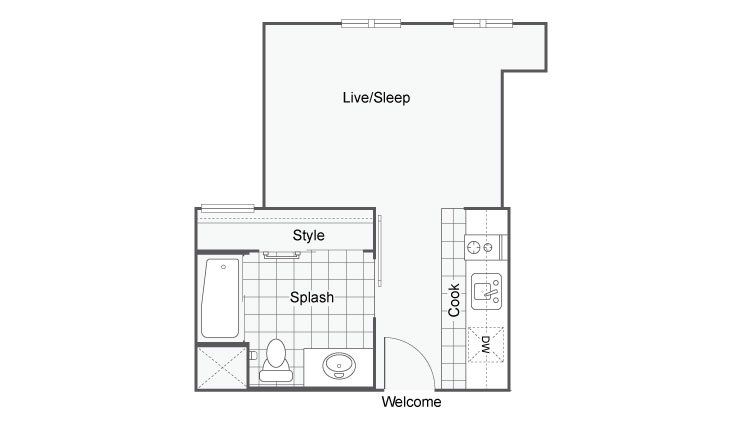 265 - 276 Sq. Ft. Floor Plan