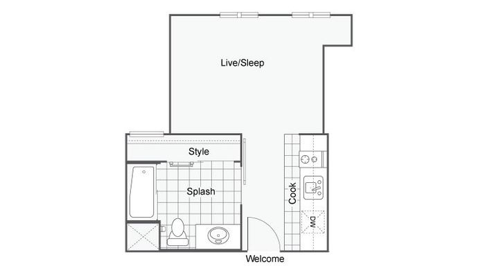 265 - 276 Sq. Ft. Floor Plan