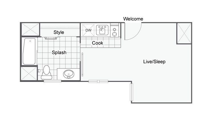 290 Sq. Ft. Floor Plan