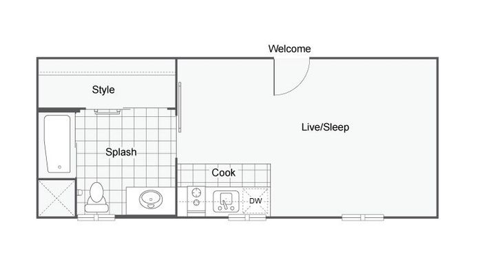 294 - 303 Sq. Ft. Floor Plan