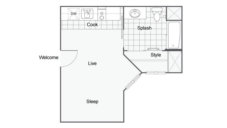 295 Sq. Ft. Floor Plan
