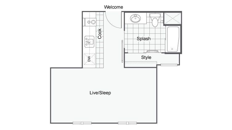 312 - 316 Sq. Ft. Floor Plan