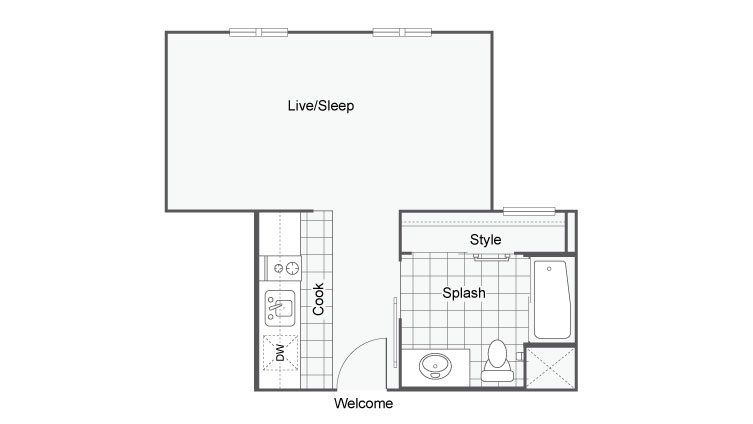 314 - 319 Sq. Ft. Floor Plan