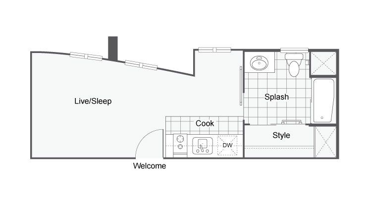 314 Sq. Ft. Floor Plan