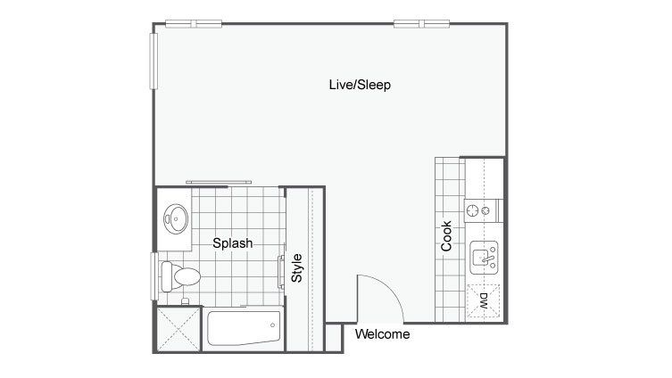 369 - 376 Sq. Ft. Floor Plan