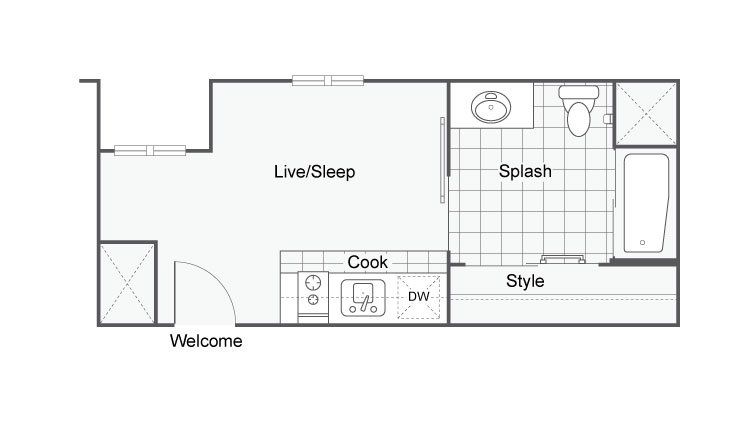 385 Sq. Ft. Floor Plan