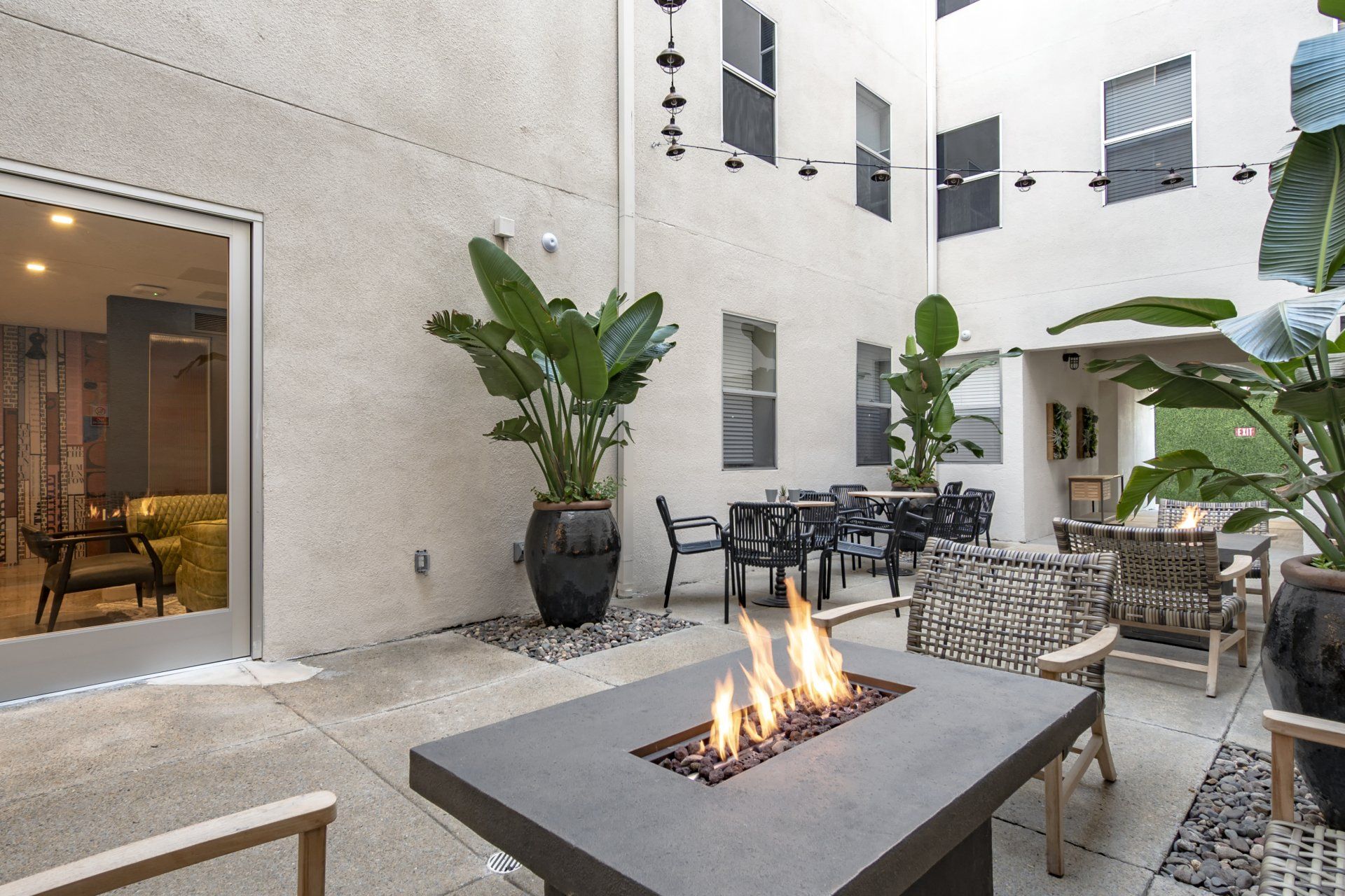 Exterior courtyard area of apartments