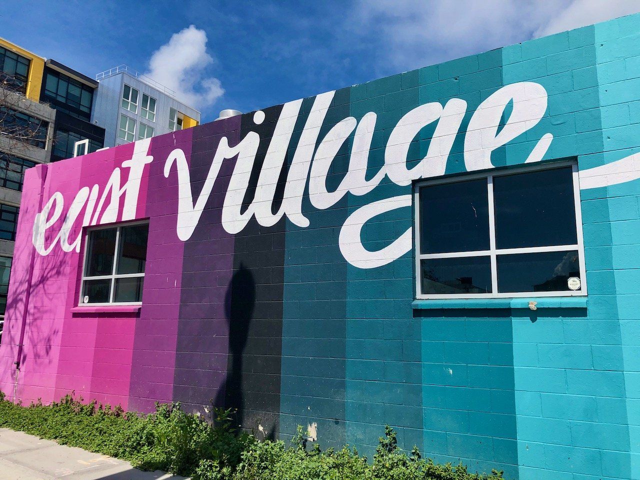 Large mural of east village in san diego