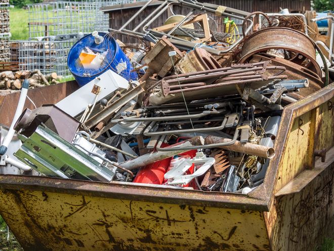 Blue Garbage Dumpster Full of Waste — Station, VA — C & S Disposal