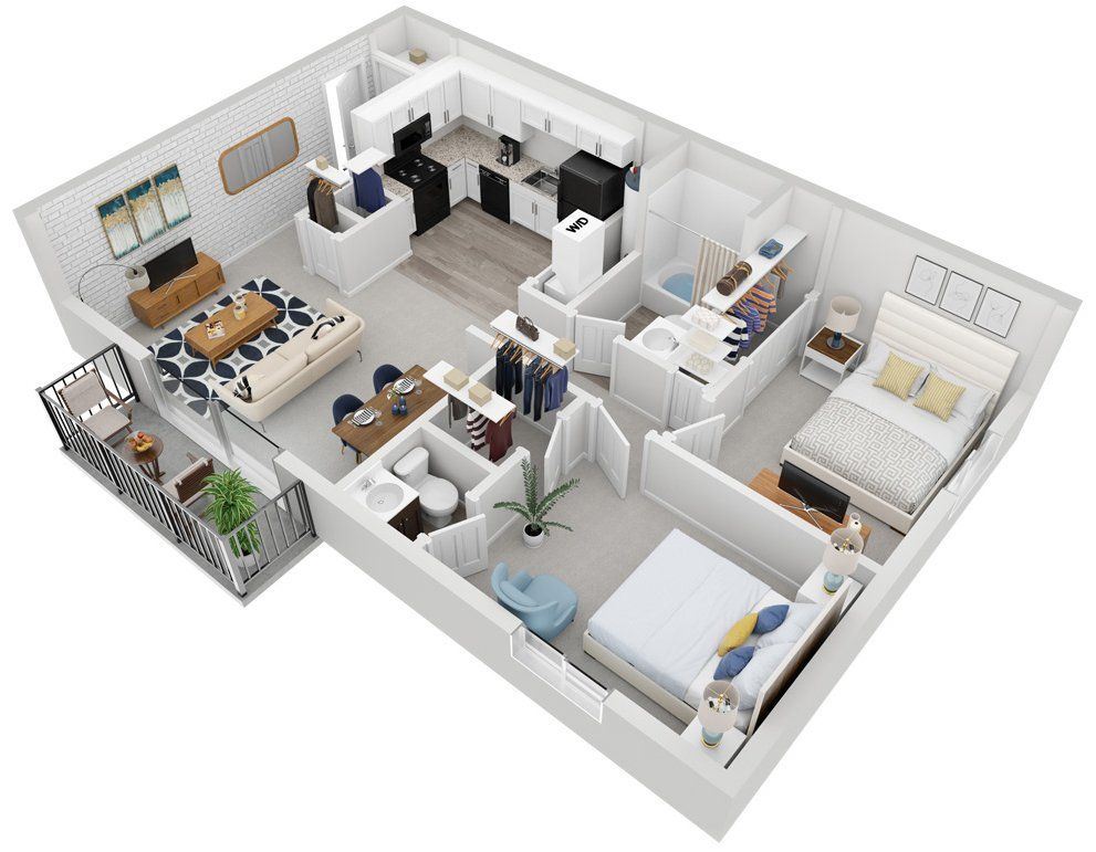 2 Bed, 2 Bath Floorplan