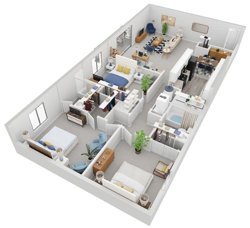 3 Bed, 2 Bath Floorplan