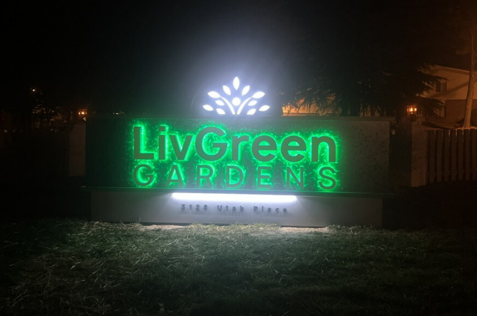 LivGreen Gardens sign