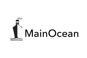 A black and white logo for main ocean