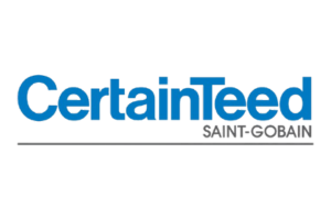 A blue and white logo for certainteed saint-gobain