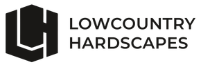 The logo for Lowcountry Hardscapes is black and white.