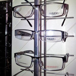 glasses in a stand