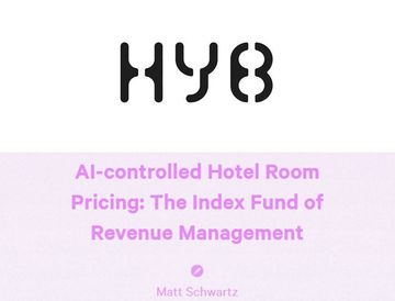 HY8 article titled 'AI-controlled Hotel Room Pricing: The Index Fund of Revenue Management' by Matt Schwartz