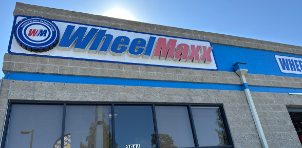 Our Logo on Our Service Shop in Fresno, CA - WheelMaxx