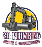 A logo for 211 plumbing drains and underground